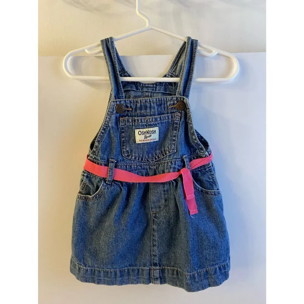 Oshkosh denim dress size 18m‎ pink ribbon